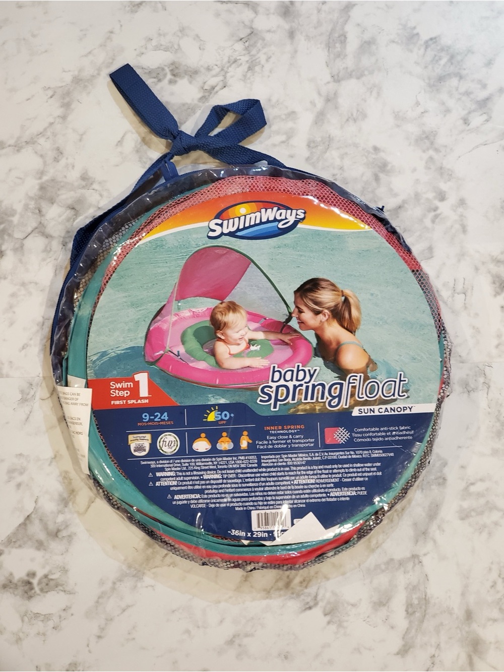 SWIMWAYS Pink Sun Canopy Round Baby Spring Float Age 9-24 Months